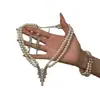 Collar de Perlas de Doble Capa Incrustado de Diamantes, Aretes, Pulsera, Juego de Joyería Estilo Palacio Elegante Retro, Joyería de Lujo Ligero y de Alta Gama
