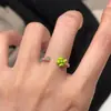 Anillo Sencillo y Fresco de Trébol de Cuatro Hojas Verde con una Vibra Genial y Única, Diseño de Nicho, Anillo Abierto para Dedo Índice