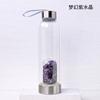 Taza de Energía con Grava de Cristal Natural Taza de Agua de Vidrio de Acero Inoxidable 304 Tapa de Vaso de Agua de Borosilicato con Cuerda Vaso para Beber