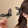 2026 Clip para el Cabello de Encaje Negro Estilo Lujo Ligero con Orejas de Conejo Tamaño Pequeño Clip para el Cabello de Gama Alta Estilo Coreano Pasador de Moño Versátil para Mujeres