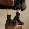 Botas cortas elásticas de comercio exterior transfronterizas para otoño e invierno, versátiles de punta redonda, tacón grueso, suela suave, botas negras adelgazantes para mujer, botas marrones de moda