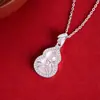 Collar de Calabaza con Colgante de Bambú S925 Plata Ágata para Mujer, Estilo Lujo Ligero, Nuevo Estilo Chino Colgante de Hoja de Bambú, Regalo de San Valentín