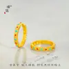 El Mismo Estilo que el Anillo Trenzado de Moneda Flor de Cuatro Hojas Hueca Rojo y Azul Chapado en Oro de la Tienda Gold de Puzuo, Anillo para el Dedo Índice, Lujo Ligero Vintage