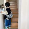 Bolsa Infantil Estilo Coreano Moda Moda Cool Homens e Meninas Crossbody Bolsa Grande Capacidade Viagem Ombro Bolsa Checkerboard Food Bag