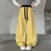Calça de Moletom Feminina Primavera e Outono 2026 Nova Casual Estilo Coreano Calça de Pernas Largas com Cós Color Block para Meninas Mais Velhas, Tendência Transfronteiriça