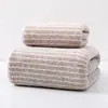 Toalha Listrada Toalha de Banho Fleece Coral Listras Largas Espessa Absorvente Fabricante Atacado Comércio Exterior Toalha temu