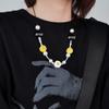 Duan Yien Daisy Colar Pulseira ins Girassol Pérola Anti-Guerra Smiley Colar Titanium Steel Trendy Hip-Hop Colar