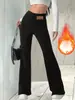Calça Esportiva Casual Versátil de Outono e Inverno de Cintura Alta Elástica Afunilada Levanta Bumbum Quente Cruzada Venda Direta no Atacado de Fábrica de Comércio Exterior