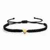 Accesorio de mano popular Xiyin transfronterizo: Pulsera tejida hecha a mano con forma de corazón de aleación simple, cuerda de mano plana ajustable para parejas