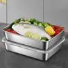 Plato cuadrado de acero inoxidable 304, plato rectangular, plato para barbacoa, bandeja, plato de arroz al vapor, plato de cena, plato de pescado al vapor, plato de bolas de masa, plato de fruta