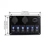 Painel de Interruptores Tomada Carregador Voltmétrico LED Azul Alumínio à Prova d'Água 12V6 Marchas Quarto Carro Iate Barco