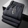 Pantalones de Chándal Versátiles de Alta Gama para Otoño e Invierno, Pantalones Casuales Rectos Sueltos para Hombre, Pantalones Largos Casuales Elásticos Gruesos para Primavera y Otoño