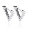 Aretes de triángulo de acero de titanio con superficie de paisaje simple de lujo ligero, exquisitos coreanos, oro rosa, acero inoxidable, venta al por mayor