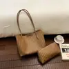 Bolsa cesta de vegetais tecida vintage de alta qualidade para mulheres 2026 nova de grande capacidade para o dia a dia, de mão, de ombro único, bolsa tote