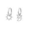 Aretes de Estrella Luna Sol de Plata Esterlina S925 para Mujer Aretes Micro-incrustados Minimalistas Estilo Frío Combinan con Todo Sentido Avanzado