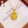 Collar con Colgante de Calabaza con Filigrana de Cobre Chapada en Oro, Incrustaciones de Diamantes, Nuevo Estilo Chino, Las Cuatro Bellezas de la Vida, Fortuna y Buena Suerte, Cadena para Suéter Colgante para Mujer