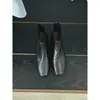 Botines de Tobillo de Tacón Grueso con Punta Cuadrada Plisada de Gama Alta para Mujer 2026 Otoño/Invierno Estilo Minimalista Cierre Trasero Adelgazantes Botas Martin