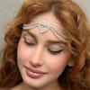 Diadema de Celebridad de Internet Transfronteriza Nueva Moda para Mujer Cadena para la Frente con Forma de Corazón de Pedrería Accesorios para el Cabello Tocado de Combinación Total tocado