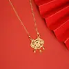 Corrente para Clavícula Dourada de Areia Vietnamita Ouro Imitação Borboleta Vazada Cadeado Ruyi Pingente de Franja Flor Colar Design de Estilo Nacional Feminino Joia