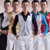 Colete masculino palco coral performance colete de lantejoulas rosa azul preto e branco colete dourado fantasia performance de dança