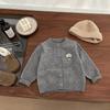 Suéter de Punto de Dibujos Animados para Bebé Niño Primavera y Otoño Estilo Academia Color Sólido Retro Chaqueta Superior para Niños Moda para Niños Pequeños