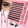 Amazon Venta Caliente Transfronteriza Set de Pestañas Postizas DIY Pegamento Caliente Racimo Individual Auto-injerto Grueso Natural Al por Mayor