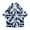 Camisa floral retro de estilo Hong Kong 12V, manga corta, estilo tailandés hawaiano, ideal para hombres y mujeres.