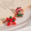 Pendientes de Diseño Divertido de Reno de Santa Claus Europeos y Americanos con Pasador de Plata, Pendientes de Campana de Navidad de Dibujos Animados de Cerámica Suave para Mujer
