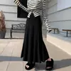 Temperament knitted half-skirt women's new style winter thickened Korean style hip-covering slim high-waisted A-line large swing skirt