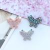 Pegatina de tela de mariposa con diamantes de imitación no tejidos, accesorios para el cabello, accesorios de ropa, adornos para el cabello estilo coreano, material adhesivo de tela para corona