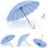 Guarda-chuva criativo de cabo de madeira e haste longa, guarda-chuva de haste reta com 16 varetas, guarda-chuva automático, guarda-chuva retrô de cabo longo, guarda-chuva unissex, pode ser personalizado com publicidade