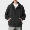 Moletom com zíper meio aberto e capuz estilo retrô americano para homens, primavera e outono, moletom pulôver moderno de peso pesado com mangas raglan para jovens
