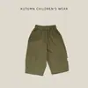 Calça Casual Plissada com Bolso Estilo Coreano para Bebês e Crianças Pequenas Meninos e Meninas Primavera e Outono Calças Longas Soltas Roupa de Bebê Algodão Puro Moda