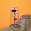Caja de Regalo de Rosa con Lámina Dorada y Tapa de Cristal, Decoración para el Hogar, Flor de Rosa Artificial, Adorno de Luz de Noche para Escritorio de Estudiante