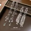 Pendientes de Botón con Borla de Gota de Agua, Cuentas de Vidrio Huecas en Forma de C, Aguja Plateada, Pendientes de Gama Alta de Nicho, Accesorios de Pendientes Versátiles de Temperamento Exquisito