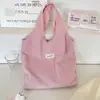 67285 Bolso Tote Color Sólido Macaron, Bolso Chaleco Casual, Bolso de Hombro Único de Lona de Gran Capacidad para Viajes de Estudiantes