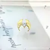 Pendientes de Aleación de Titanio F136 Corazón de Ángel Ala de Zirconia G23 Titanio Rosca Interna Joyería para Piercing de Labio Cabeza