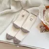 Calcetines Lindos de Dibujos Animados para Mujer, Calcetines de Media Pantorrilla, Estilo Otoño e Invierno, Bordado de Perrito Ab, Hilo Grueso, Calcetines Originales de Color Holgados, Estilo Universitario