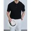 Camisa polo, camisa polo de punto para hombre de manga corta, rojo Ancora, estilo old money, camiseta de seda helada para negocios, fábrica transfronteriza de verano