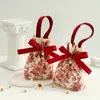 Caixa de doces de casamento simples e elegante, bolsa de tecido, bolsa de doces de mão, lembrancinha de casamento, lembrança de noivado
