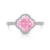 Anillo de Trébol de Cuatro Hojas con Corte Flor de Hielo de Piedra Preciosa de Colores Popular en Tiktok y Xiaohongshu Anillo de Diamante de Alto Carbono Flash Transfronterizo Dropshipping en Vivo