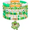 Calle. Pulsera del Día de San Patricio Pulsera Fresca Verde de Arcilla Suave Transfronteriza Europea y Americana Festival Irlandés Lucky Lucky