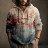 Camisa de Manga Longa Masculina de Verão Nova, Estilo Y2 Europeu e Americano, com Estampa 3D, com Capuz de Abertura Frontal, Venda Direta do Fabricante