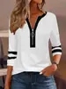 Camiseta de manga longa com zíper bicolor para mulheres, novo top casual de moda para primavera e outono, estilo europeu e americano, peça básica solta e versátil