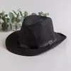 Sombrero Vaquero Occidental de Paja para Hombre de Verano Sombrero Fresco de Ala Ancha para Hombres de Mediana Edad y Mayores Protección Solar y Sombrilla para Exteriores Sombrero de Copa Rizado