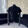Camiseta Masculina de Verão Cinza com Camada de Ar Líquido, Corte Boxy nos Ombros, Manga Curta, Slim-Fit, Desconstruída, Estilo Americano