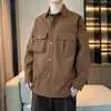 Camisetas deportivas de moda holgadas para hombre para primavera y otoño, chaqueta de trabajo para hombre con cuello de solapa, abrigo impermeable casual versátil