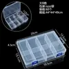 Caja de equipo de pesca transparente de 10 compartimentos fijos pequeños, caja para pastillas, caja de almacenamiento de plástico para clasificación de joyas, cuentas, anzuelos, tornillos