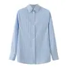 Venta al por mayor 2026 Primavera Nueva Camisa de Popelina a Rayas para Mujer Estilo Europeo y Americano Manga Larga Cuello Turn-down 6992