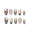 10 Piezas de Uñas Postizas de Estampado de Leopardo con Bordes Negros, Uñas de Manicura Modernas y de Alta Gama, Uñas Postizas Ojo de Gato con Diamantes Incrustados a Mano